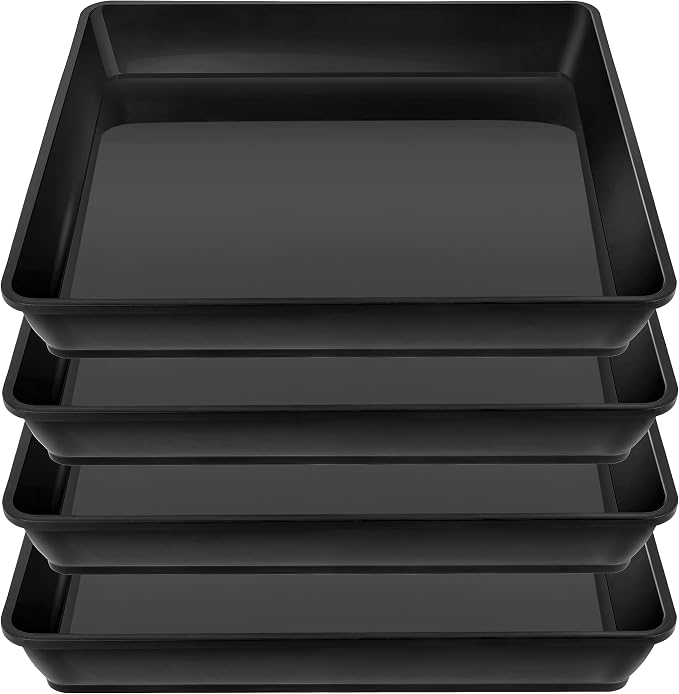 LWALRS Square Plant Saucer 16 Inch 4 Pack, Heavy Plastic Plant Saucer,Deep Heavy Duty Plant Pot Saucers, Planters for Indoors and Outdoors Plants, Garden Large Plant Trays for Pots.