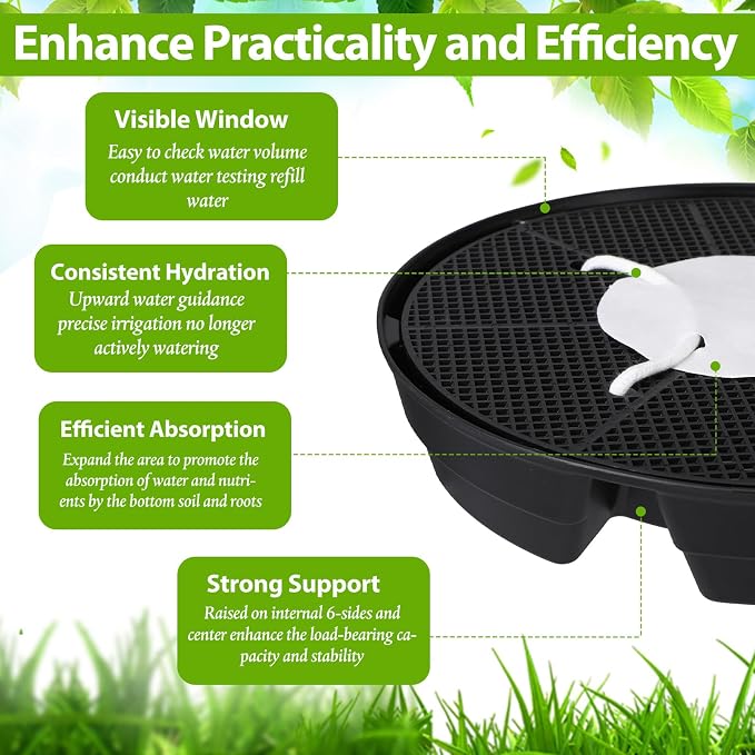 Geelin 6 Pcs Self-Watering Fabric Pot Base Auto-Irrigation System Plant Saucer for 5 Gallon Fabric Pots Auto Watering Plant Water Tray Self Watering System for Indoor Greenhouses Grow Tents Gardens