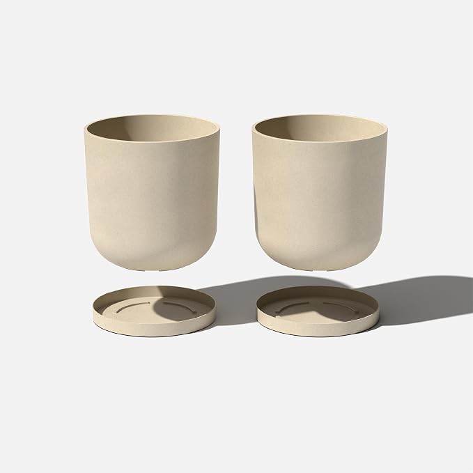 Veradek Mason Series Lima Planter - Round Planter for Indoor or Outdoor Porch/Garden | Made from Plastic-Stone Composite with Drainage Holes | Modern Décor for Succulents, Flowers, Small Plants