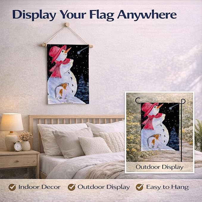Caroline's Treasures SS8793GF Snowman with Papillon Garden Flag Mailbox Flag Decorative Yard Flag Banner Outside Patio Artwork Yard Flower Beds, Garden Size, Multicolor