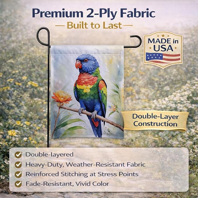 Caroline's Treasures Rainbow Lorikeet Garden Flag Mailbox Flag Decorative Yard Flag Banner Outside Patio Artwork Yard Flower Beds, Garden Size, Multicolor