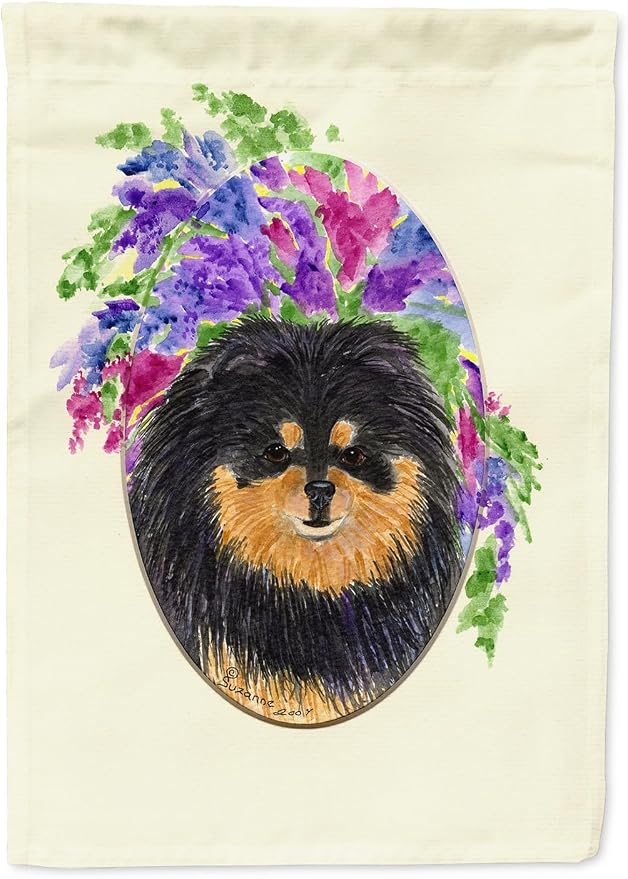 Caroline's Treasures SS8075GF Pomeranian Garden Flag Mailbox Flag Decorative Yard Flag Banner Outside Patio Artwork Yard Flower Beds, Garden Size, Multicolor