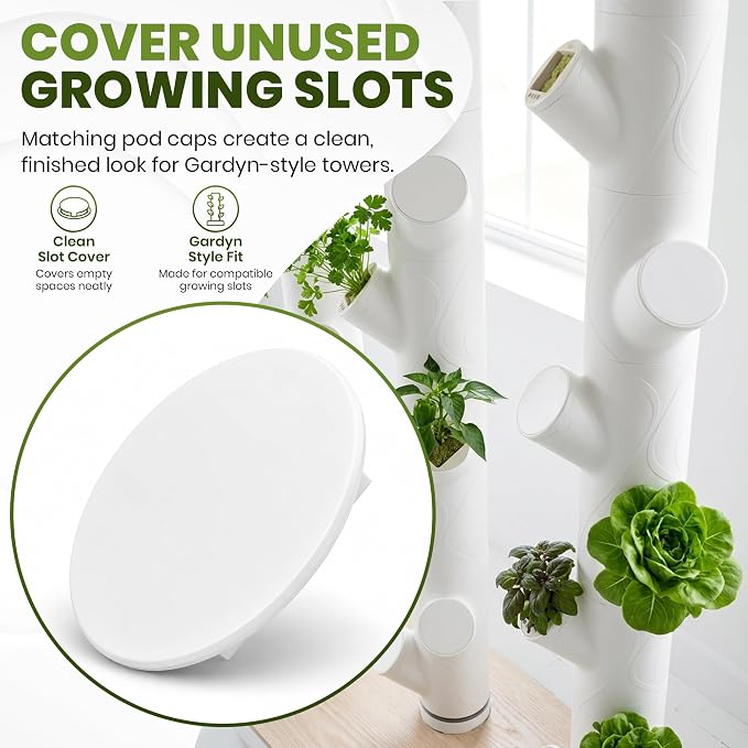 15-Pack Pod Caps Compatible with Gardyn Hydroponic System - White PETG Opaque Covers for Indoor Gardening - Custom Fit Light Blocking Lids