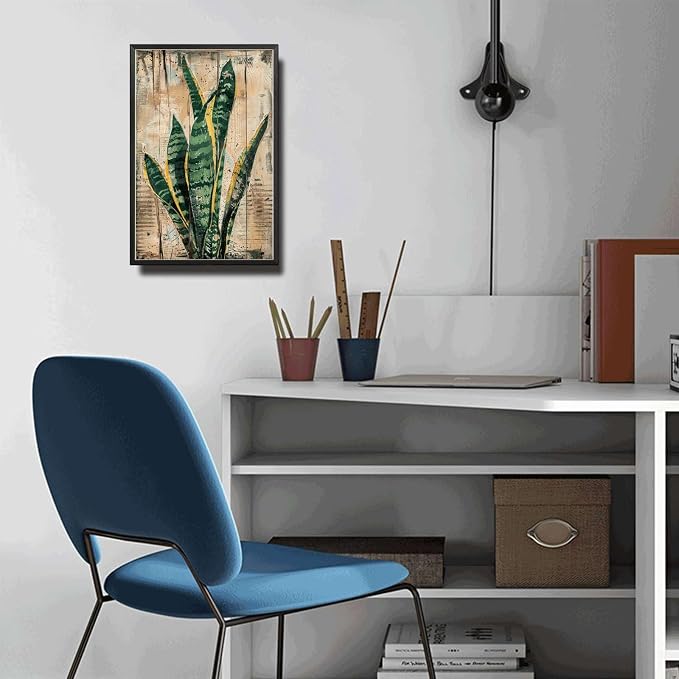 Metal Sign Tin Sign Vintage Wall Art Enduring Snake Plant Tin Sign for Vintage Paintings Rustic Charm and Long Lasting Decor Greenhouse Decor for Restaurant 12×16 Inches with Metal Frame