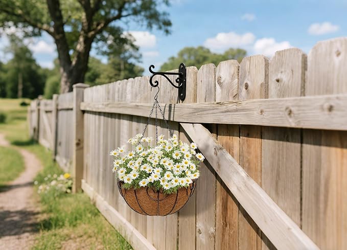 14 inch Metal Hanging Baskets for Plants Outdoor, 4 Pack Metal Wire Hanging Basket Planter with Coco Liner Flower Pots for Indoor Outdoor Garden Porch Patio, Heart-Shaped
