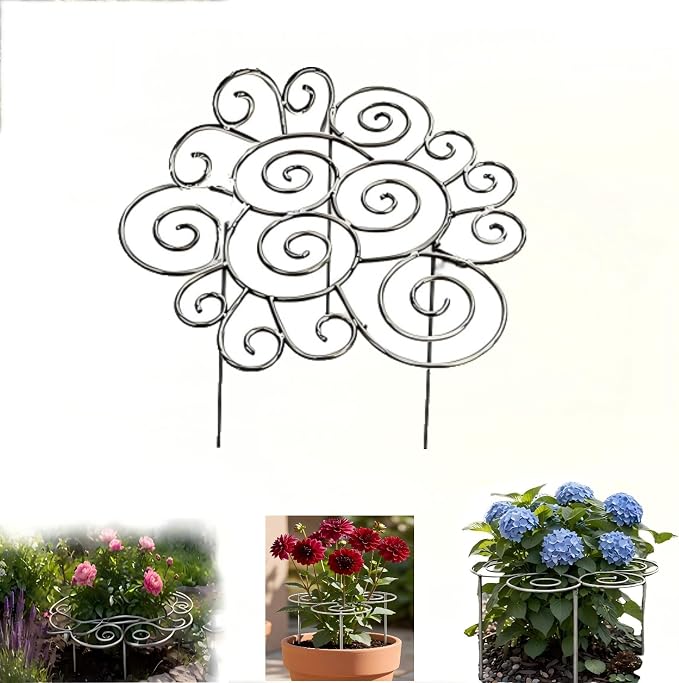 Peony Cages and Supports, Plant Support Garden Stakes, Metal Plant Support Ring for Garden, Plants Supports Cage, for Clump-Forming Flowers and Plants Such as Peonies, Roses, and Dahlias (L(17.3in))