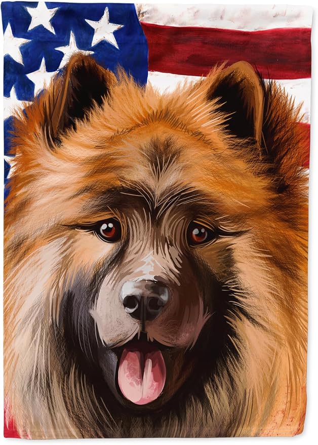Caroline's Treasures CK6519GF Eurasier Dog American Flag Garden Flag Mailbox Flag Decorative Yard Flag Banner Outside Patio Artwork Yard Flower Beds, Garden Size, Multicolor