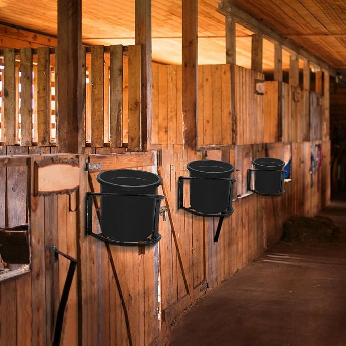 1Pcs Bucket Holder,Heavy Duty Wall Mounted Livestock Water Bucket Detachable Steel Bucket Hanger, Securely Hangs 5 Gallon Horse Water and Feed Buckets