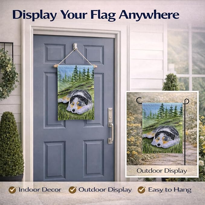 Caroline's Treasures SS8283GF Australian Shepherd Garden Flag Mailbox Flag Decorative Yard Flag Banner Outside Patio Artwork Yard Flower Beds, Garden Size, Multicolor