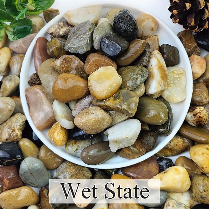 YISZM 2lbs Aquarium Rocks, 5/8" Natural Mixed Pebbles for Plants Decorative Polished River Rocks for Fish Tank, Landscaping, Gardening, Flower Pots, Vase Fillers, Indoor Water Fountains,