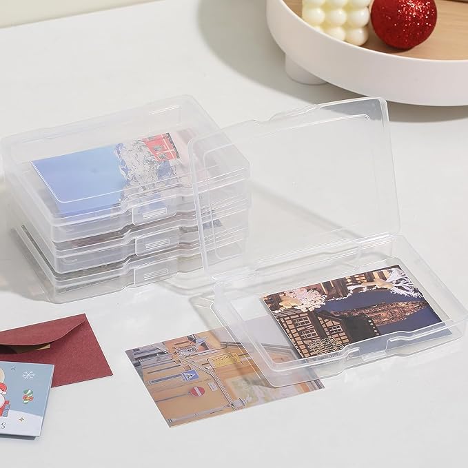 novelinks Photo Storage Box and 16 Inner 4" x 6" Photo Storage Containers | 2Pack Clear, Photo Albums 4x6 Pictures, Photo Organizers and Storage, Card Game Storage, Task Boxes for Special Education