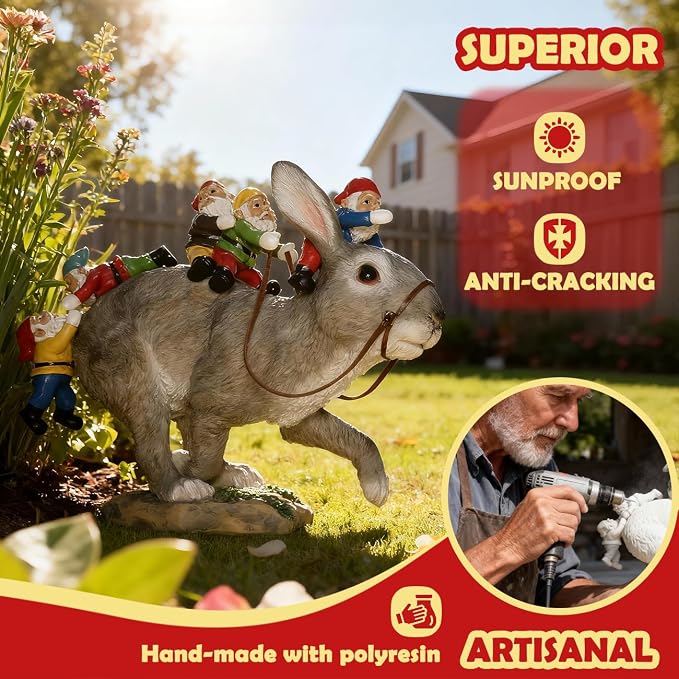 Sunthus Funny Garden Gnomes Decorations for Yard | Bunny Statue Outdoor Decor For Rabbit Lover