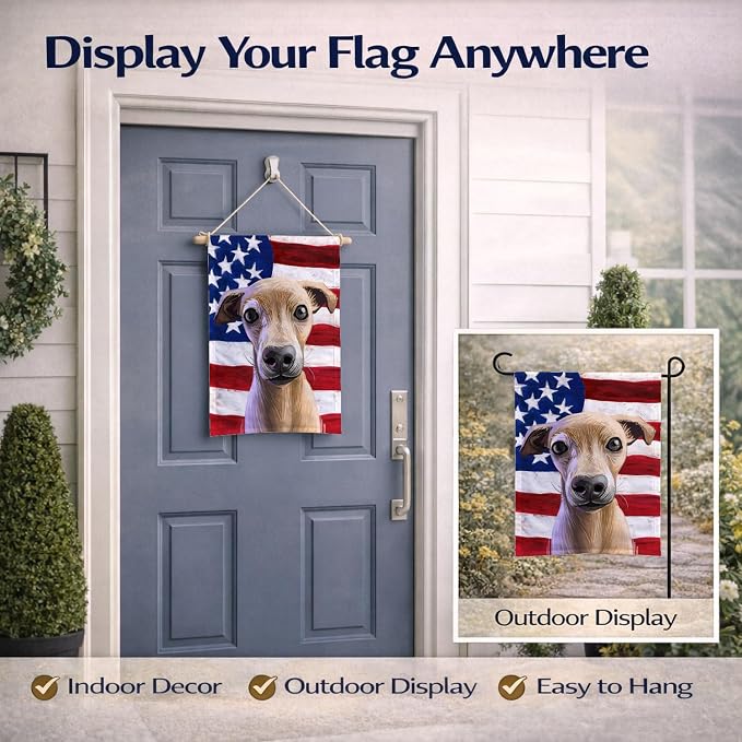 Caroline's Treasures CK6576GF Italian Greyhound American Flag Garden Flag Mailbox Flag Decorative Yard Flag Banner Outside Patio Artwork Yard Flower Beds, Garden Size, Multicolor