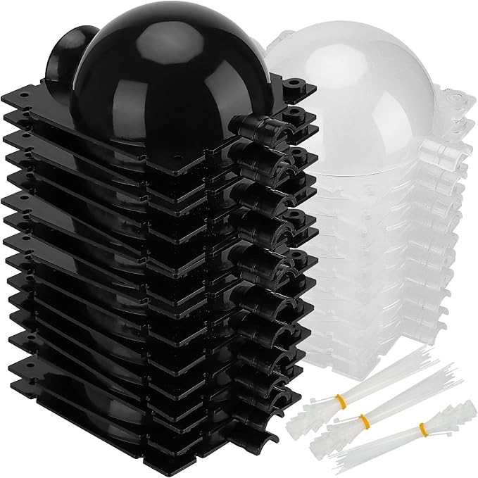 20 PCS 3.15 Inches Large Plant Root Growing Ball, Reusable Half Black Half Transparent High Pressure Propagation Ball Box with Zip Ties Rooting Ball Device for Plants Damage-Free Growing