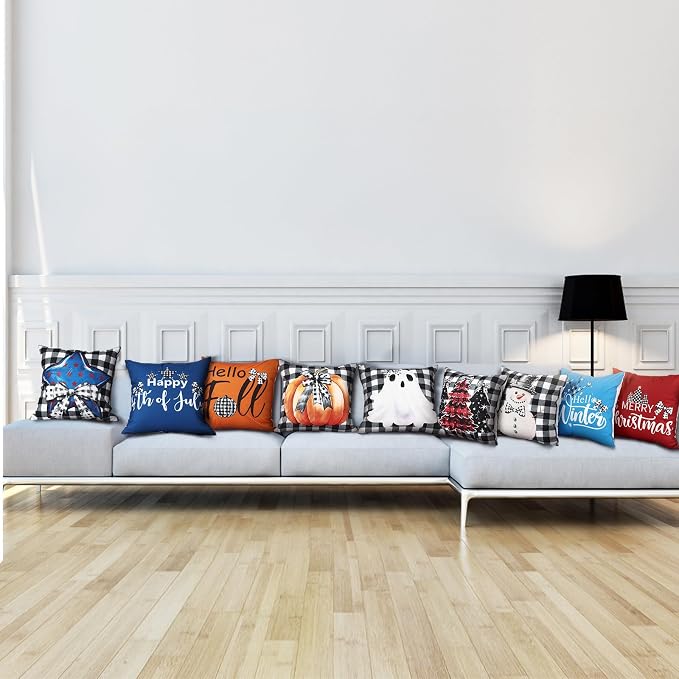 Mindsoft 20 Pcs Holiday Pillow Covers 18 x 18 Easter Pillow Cover Spring Summer 250th Anniversary Pillowcase Decorative Seasonal Cushion Case for Farmhouse Home Sofa(Festival)