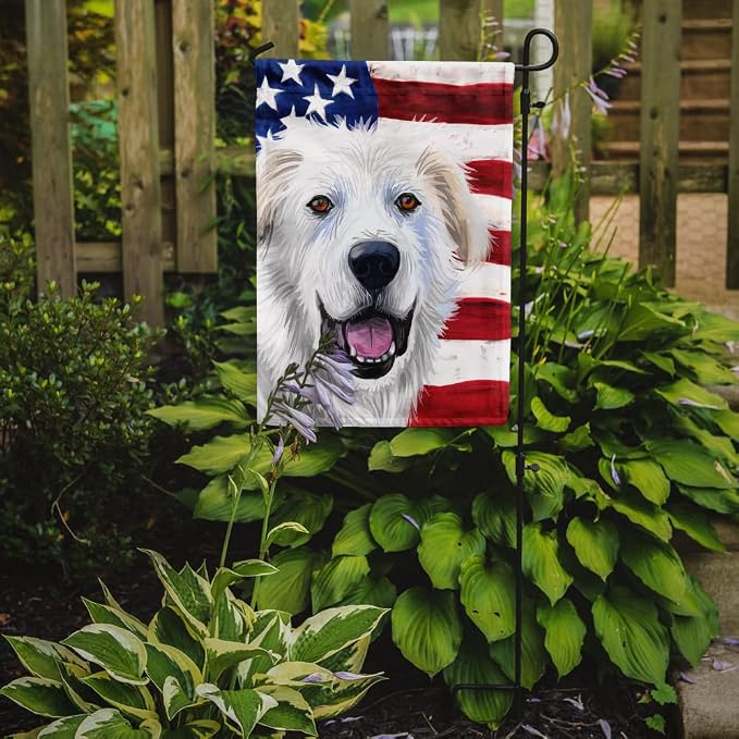 Caroline's Treasures CK6547GF Great Pyrenees Dog American Flag Garden Flag Mailbox Flag Decorative Yard Flag Banner Outside Patio Artwork Yard Flower Beds, Garden Size, Multicolor