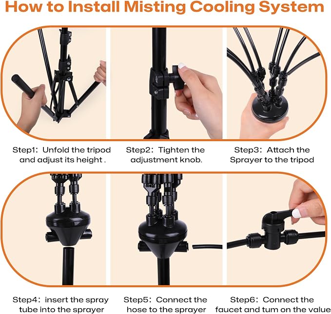 Upgraded Standing Misters for Outside Patio, Adjustable 5.3 FT Stand Misting System with 8 Heavy Duty Brass Nozzles, UV-Proof Water Mister for Outdoor Cooling, Poolside & Backyard