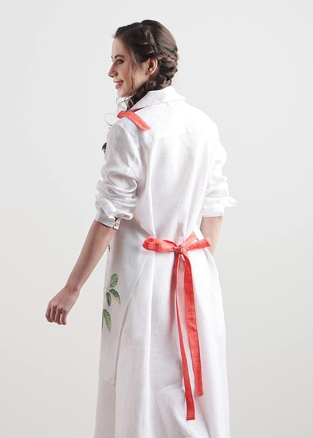 Maison d' Hermine Aprons for women with Pocket 100% Cotton (27.50"x31.50") | Adjustable Neck Strap & long ties Apron Men Chef Wedding Cooking Gardening Server Maid