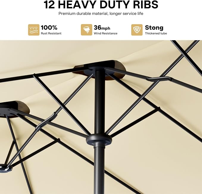 Sannwsg Outdoor Patio Umbrella,Table Umbrella with Push Button Tilt and Crank,Market Umbrella with 8 Sturdy Ribs,Yard Umbrella