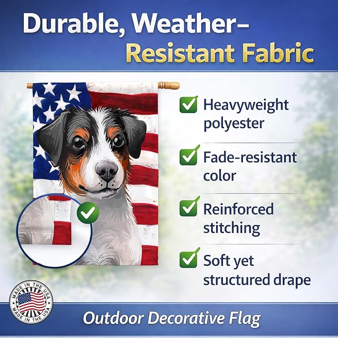 Caroline's Treasures CK6502CHF Danish-Swedish Farmdog American Flag House Flag Large Porch Sleeve Pole Decorative Outside Yard Banner Artwork Wall Hanging, Polyester, House Size, Multicolor