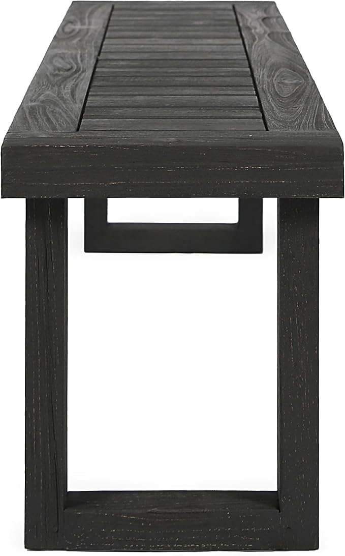 Merax Acacia Wood Outdoor Bench 60" Backless Garden Bench Rustic Patio Dining Bench Slat Panel Design Weatherproof, Dark Grey