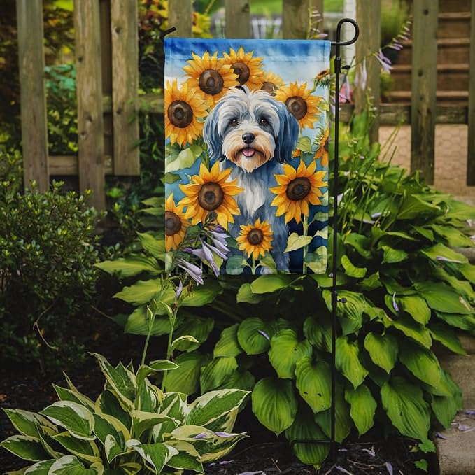 Caroline's Treasures DAC6168GF Tibetan Terrier in Sunflowers Garden Flag Mailbox Flag Decorative Yard Flag Banner Outside Patio Artwork Yard Flower Beds, Garden Size, Multicolor