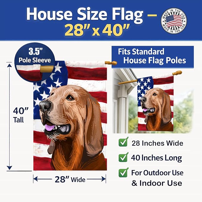 Caroline's Treasures CK6698CHF Segugio Italiano Dog American Flag House Flag Large Porch Sleeve Pole Decorative Outside Yard Banner Artwork Wall Hanging, Polyester, House Size, Multicolor