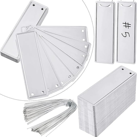 Ripeng 60 Pieces Aluminum Metal Plant Labels Writable Seedling Tree Tags with 6 Inch Wires Waterproof Double Sided Write for Plant Garden Marker Outdoor Identification and Greenhouse