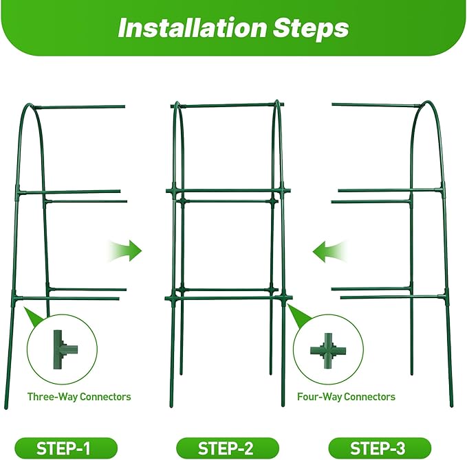 63''X47.2''Cucumber Trellis, Garden Trellis U-Shape Plant Support for Climbing Plants Metel Arch with Netting for Raised Garden Bed Outdoor Cucumbers, Tomatoes, Vine Climbing Plant