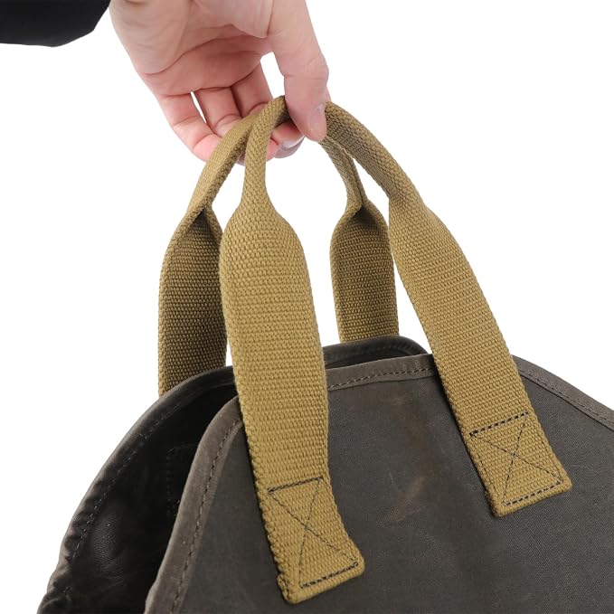 Waxed Canvas Garden Tool Bag Heavy Duty Yard Storage Florist Tote Organizer | Multipurpose, Waterproof Work Caddy Carrier, 5 Interior and 6 Exterior Pockets , Tools Storage for Gardener DIYer Workshop