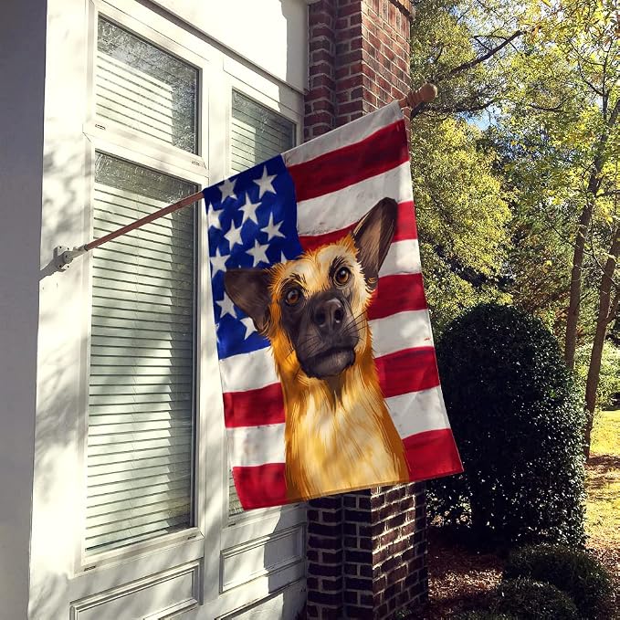 Caroline's Treasures CK6489CHF Chinook Dog American Flag House Flag Large Porch Sleeve Pole Decorative Outside Yard Banner Artwork Wall Hanging, Polyester, House Size, Multicolor