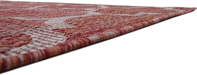 Unique Loom Outdoor Trellis Collection Area Rug (6' 1" x 9' Rectangle, Rust Red/ Ivory)