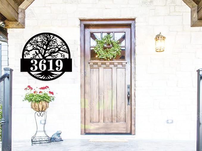 Personalized Metal House Sign,Custom Modern Metal House Sign,Metal Address Signs for Outside,Personalized Address Sign, Address Numbers for Houses, Metal Address Plaques for House Numbers