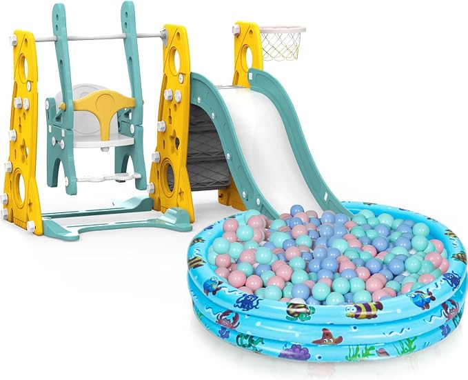 Inflatable Baby Kiddie Pools, 3 Rings Round Swimming Pool, Toddler Fun Water Swim Beach Floaties Toys, Kids Fishing Pond Ball Pit Pool, Small Infant Pool (Blue, 35 inch)