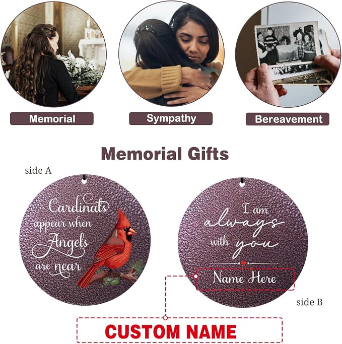 ASTARIN 36" Large Deep Tone Personalized Name Sympathy Wind Chimes, Printing in Texas Cardinal Memorial Wind Chime for Loss of Mother Father Loved One, Bereavement Condolence Gifts Decor Outdoor