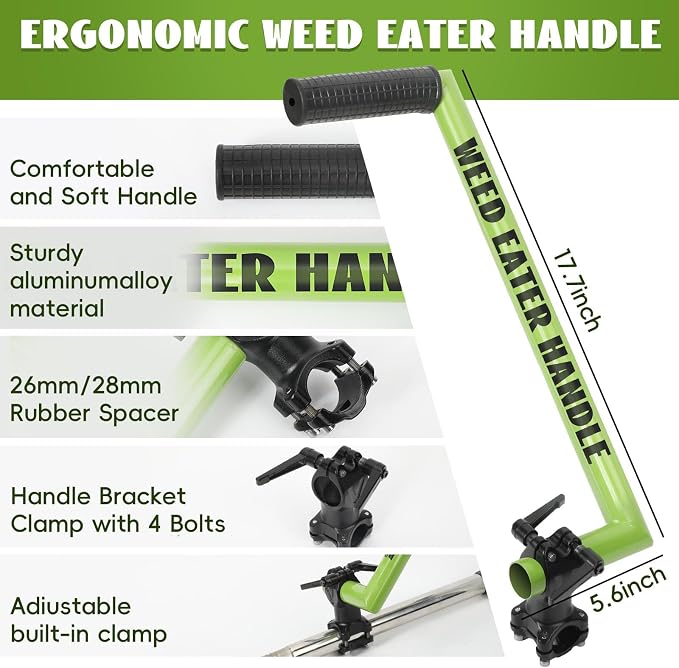 Upgraded Ergonomic Weed Eater Handle Extension, String Trimmer Handle with Shoulder Harness, Weeder Handle Grip for Lawn Care and Landscaping