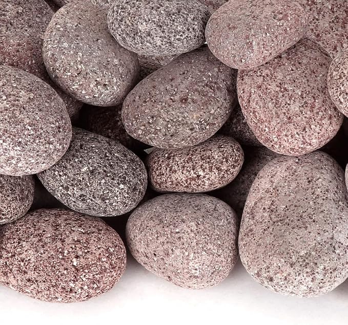 Tumbled Lava Stones - 25-Pound Red Lava Pebbles - 4" Volcanic Rocks for Landscaping