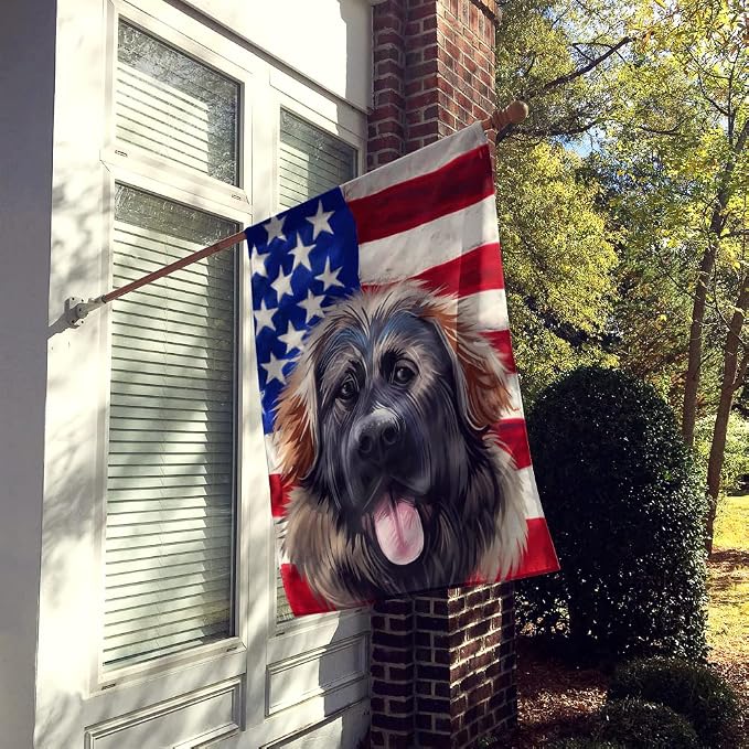Caroline's Treasures CK6532CHF Georgian Shepherd Dog American Flag House Flag Large Porch Sleeve Pole Decorative Outside Yard Banner Artwork Wall Hanging, Polyester, House Size, Multicolor