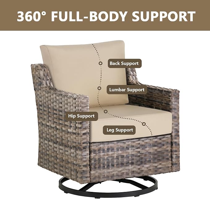 Goodgoods 24 x 24 Sunbrella Outdoor Patio Deep Seat Cushions 2-Pack, Fade-Resistant & Water-Resistant Furniture Chair Cushions with 35D High-Resilience Foam for Sofa, Antique Canvas Beige