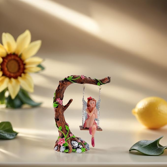Swing Set of 42 Pcs Miniature Fairy Garden Accessories Outdoor Decor Figurines, Mini Whimsical Ornaments and Decorations for Patio, House, Garden, Desk, Yard Supplies