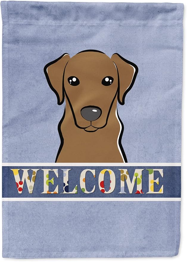 Caroline's Treasures BB1420GF Chocolate Labrador Welcome Garden Flag, Blue Mailbox Flag Decorative Yard Flag Banner Outside Patio Artwork Yard Flower Beds, Garden Size, Multicolor