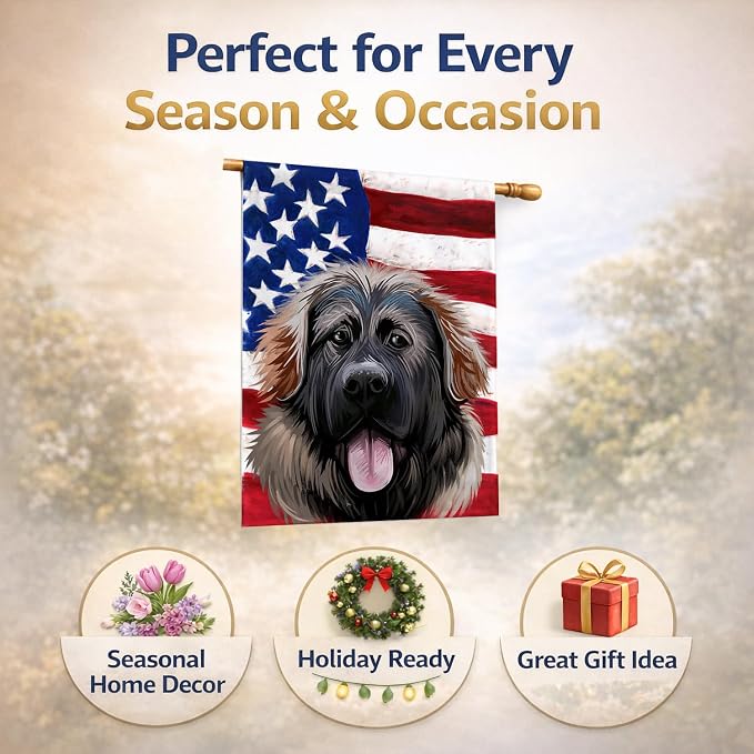 Caroline's Treasures CK6532CHF Georgian Shepherd Dog American Flag House Flag Large Porch Sleeve Pole Decorative Outside Yard Banner Artwork Wall Hanging, Polyester, House Size, Multicolor