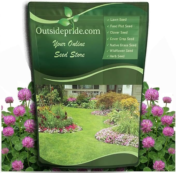 Outsidepride Perennial Red Clover Seeds - 5 lbs. Self-Seeding, Nitrocoated, Inoculated for Lawn, Yard, Forage, Pasture, Hay, Nitrogen Fixation, Soil Improvement & Crop Rotation Programs