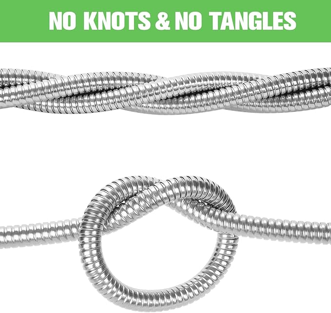 TVKB Metal Garden Hose Stainless Steel Metal water Hose Super Tough & Flexible Water pipe Lightweight, Crush Resistant Aluminum Fittings, Kink & Tangle Free, Rust Proof (50FT)