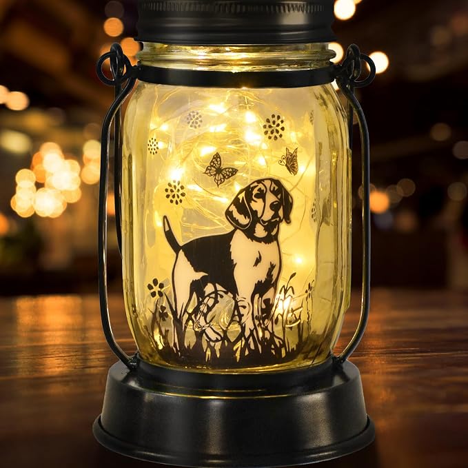 kyoryuger Beagle Gifts for Women/Men Beagle Solar Lanterns Dog Mom Birthday Dog Lovers Lantern Pet Loss Pet Memorial Lights Solar Garden Decoration Outside for Yard, Patio,Backyard,Porch