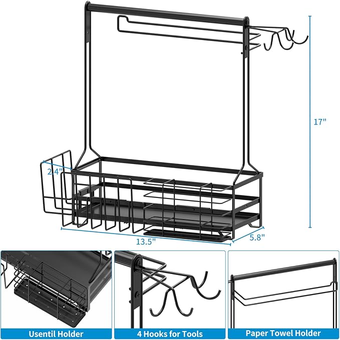 BBQ Caddy, Grill Caddy for Outdoor Grilling with Paper Towel Holder, Grill Utensil Caddy, Outdoor Kitchen Barbecue Accessories for Camper, Tailgate Essentials, Grilling Gifts for Men
