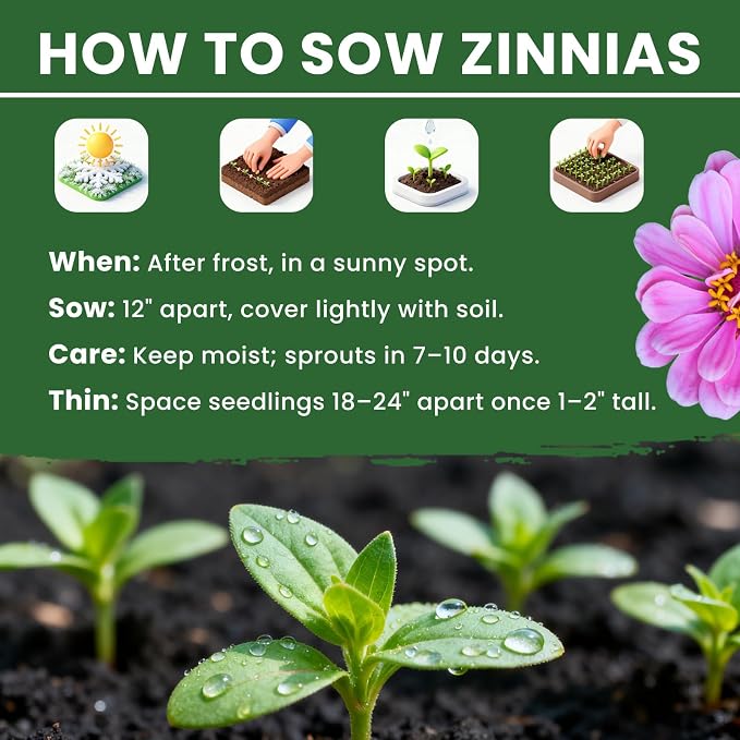 2500+ Zinnia Dahlia Seeds Flower Seeds for 2026 Planting, 0.7 Oz, 5 Varieties (Pink, Yellow, Orange, White, Purple), 20G Mixed Colors and Large Blooms, Open Pollinated - Bulk
