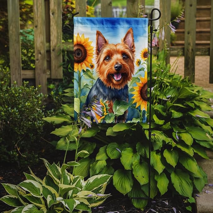 Caroline's Treasures DAC6015GF Australian Terrier in Sunflowers Garden Flag Mailbox Flag Decorative Yard Flag Banner Outside Patio Artwork Yard Flower Beds, Garden Size, Multicolor