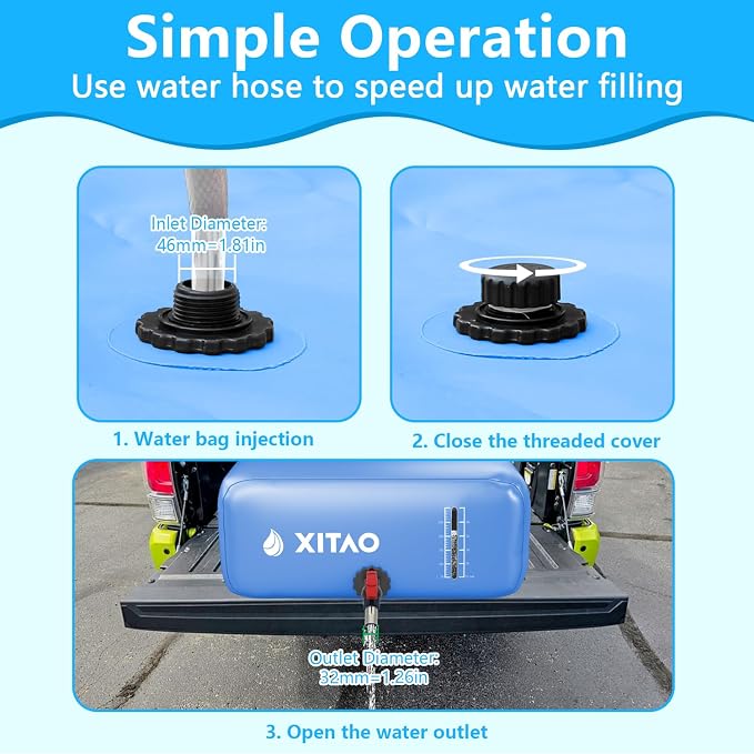 XITAO Water Bladder Storage Containers, Water Tank Foldable Portable Water Storage,Water Storage Bag Containers for RV, Camping, Garden, Irrigation, Drought Resistance, Firefighting