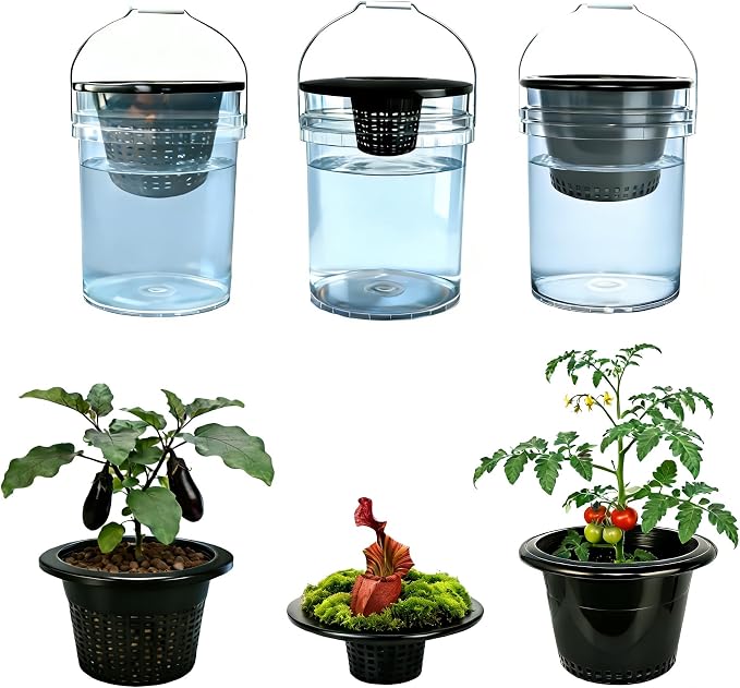 3 & 5 Gallon Bucket Lid Hydroponic Plant Pot, Small/Medium/Large Opening Mesh Net Cups for Indoor Outdoor Hydroponics Growing System - Large Opening for Deep Root Plants (3 Pack)